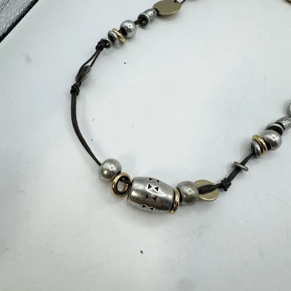 Chico’s Mixed Metal Gold Silver Bohemian Chunky Beaded Long Necklace 30”